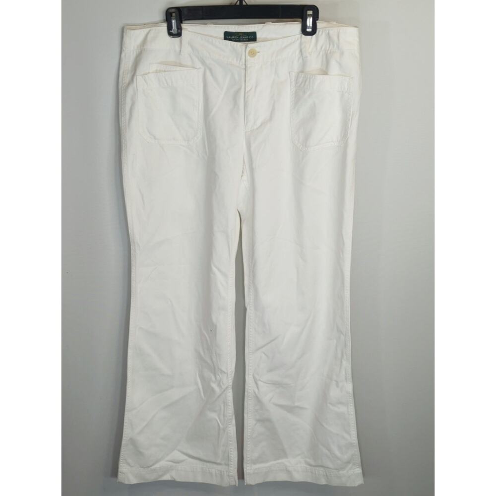 LRL Lauren Jeans Co. White Wide Leg Cotton Pants Womens Sz. 14 Casual Minimalist